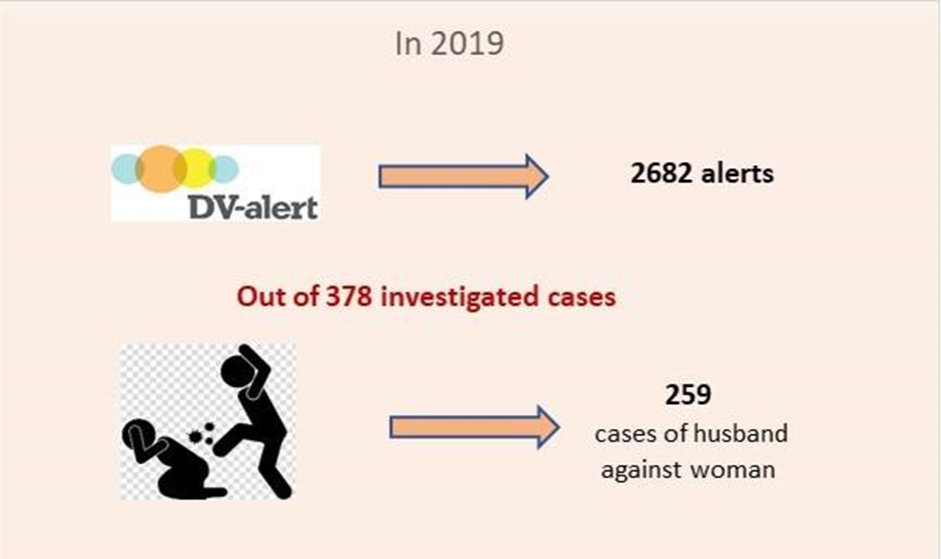 In 2019 in total, 2682 domestic violence alerts were received by the police, and 1533 violators were registered. 