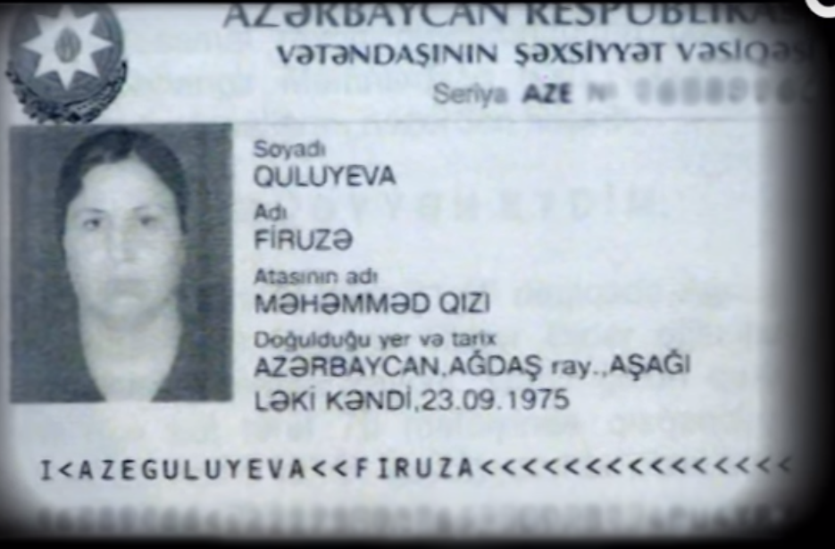 ID card of Firuza Guliyeva who was murdered